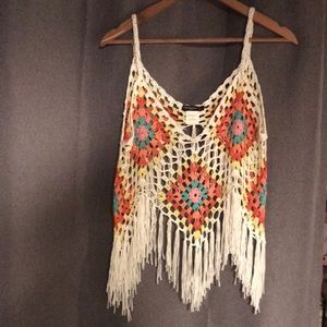 Crotchet top with fringe
